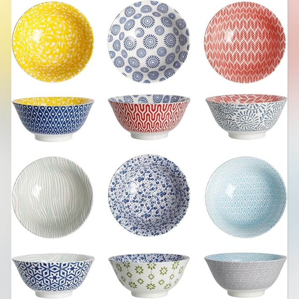 Amazingware Porcelain Salad Bowls 18 Ounce Cereal, Soup, Salad Pasta, set of 3 - Picture 11 of 12